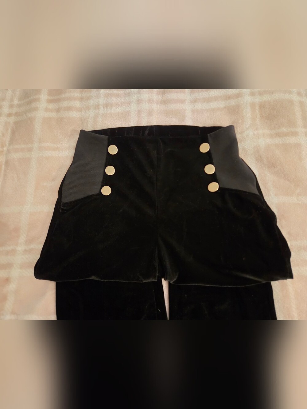 Calzedonia Black Velvet High-Rise Sailor Button Flare Pants - Medium